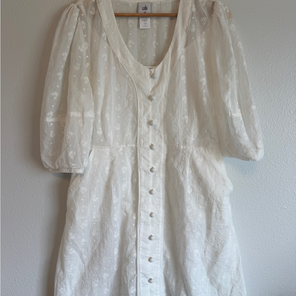 Cabi White Midsummer Embroidered Dress
